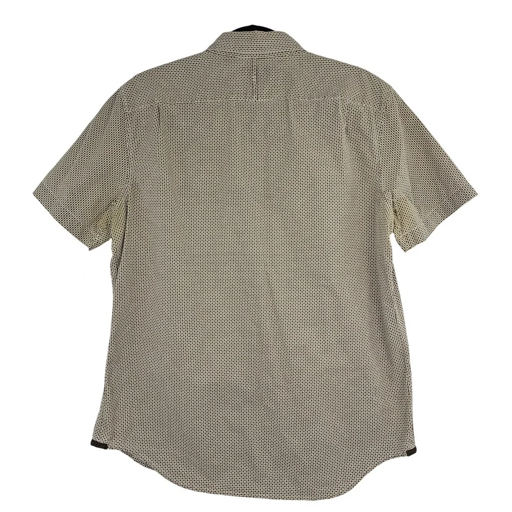Banana Republic Men's Short Sleeve Button Down‎ Shirt Brown Geometric Medium